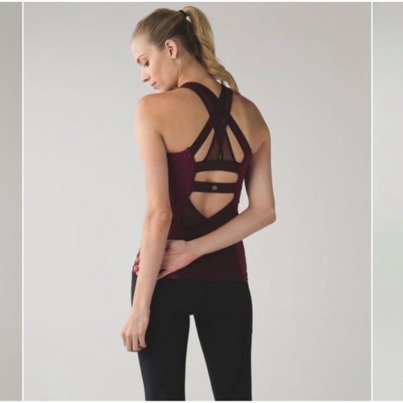 Lululemon Ready Set Sweat Mesh Strappy Cycling Lightweight maroon Tank Top - Picture 5 of 14